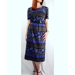 Vintage Sag Harbor Multi-Color Floral Sheath Maxi Dress